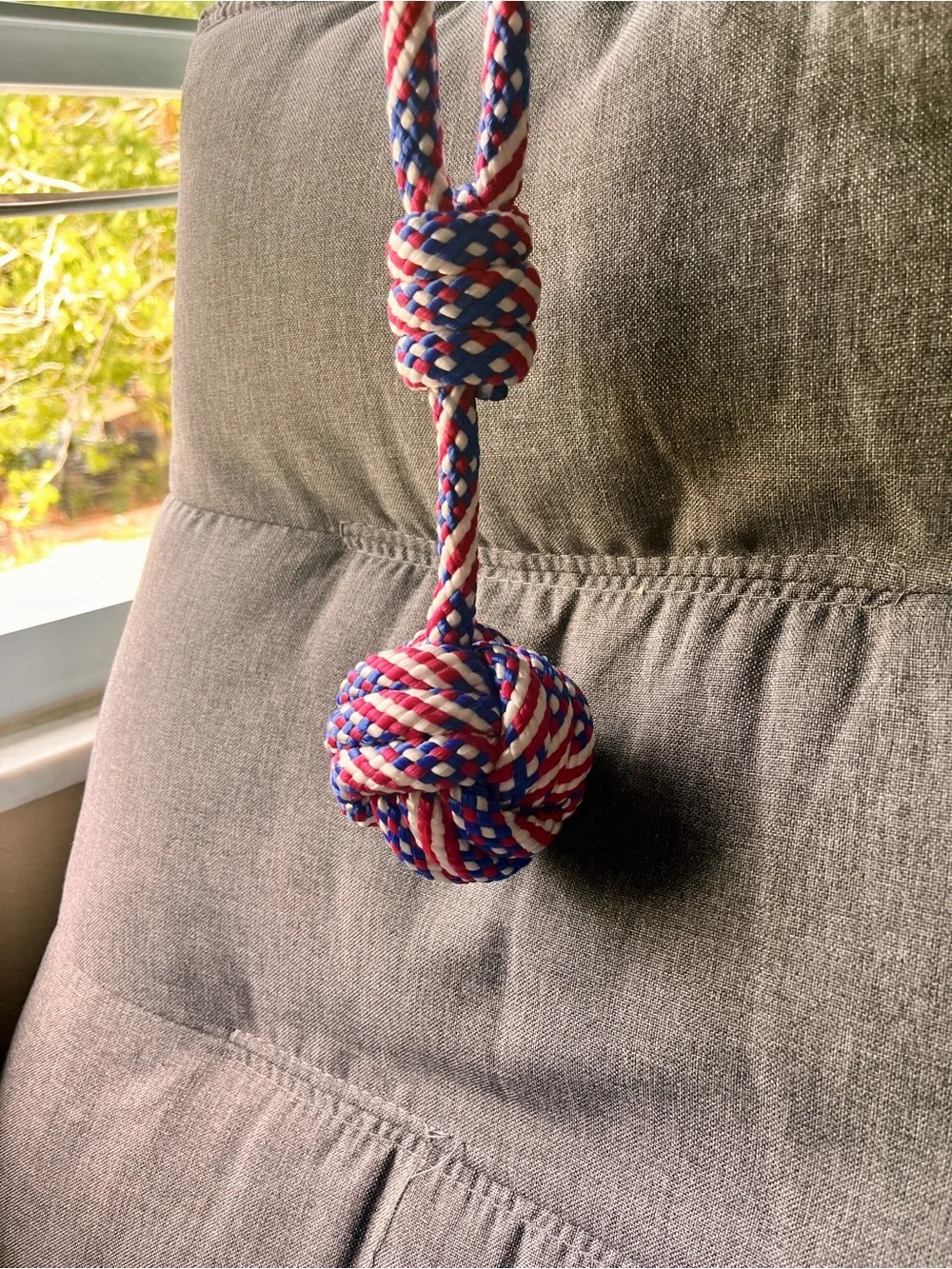Handcrafted in the US: Patriotic Monkey’s Fist Dog Toy – Heavy Duty & Durable